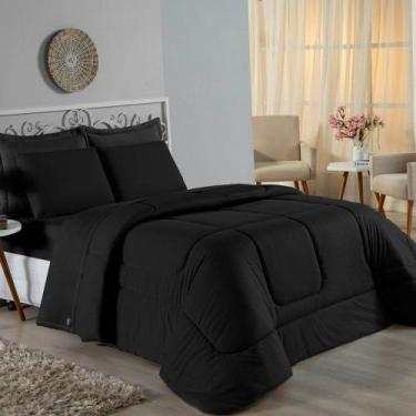 Imagem de Kit Edredom Dupla Face + Jogo de Lençol Solteiro Nobre 5 peças Malha 1