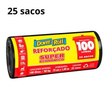 Imagem de Saco de lixo reforçado dover roll 100l  alta resistência, pacote com 2