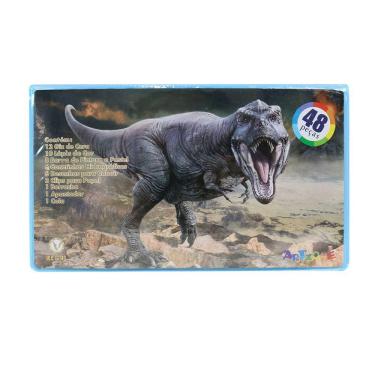 Imagem de Estojo Maleta Escolar Dino Com 48 Peças Inmetro