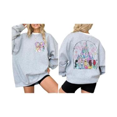 Imagem de Moletom Infantil Disney Castle Princess Com Gola Redonda E Capuz, Pres