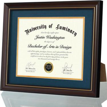 Imagem de Diploma Frame Luminary Wood 27,9x35,6 cm com tapete de 21,6x27,9 cm