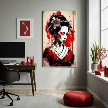 Imagem de Quadro Decor Mulher Gueixa Do Japão 70X50Cm Mold Branca - Quadros On-L