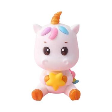 Imagem de Topo De Bolo De Unicórnio Para Crianças, Nuvens Arco-Íris E Estrelas, 