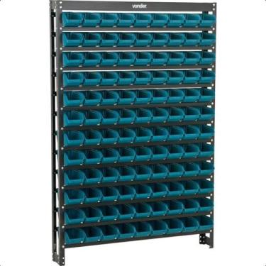 Imagem de Estante Gaveteiro Metálica com 108 Peças Gavetas Azul Vonder