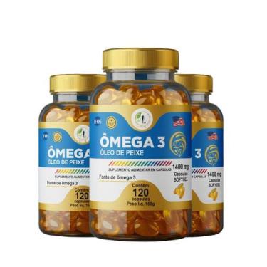 Imagem de KIT C/3 Un. Ômega 3 EPA DHA Premium 120 Cápsulas SoftGel - Fits Life
