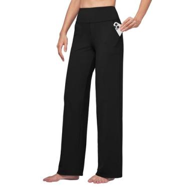 Imagem de Calças de ioga Willit, vestido de pernas largas, bolsos de trabalho, c