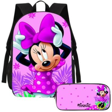 Imagem de Kit Mochila e Estojo Escolar Minnie Volta as Aulas - Genérica