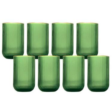 Imagem de Jogo 8 Copos De Vidro Versalhes Verde Borda Dourada 420ml - CLICK HOUS