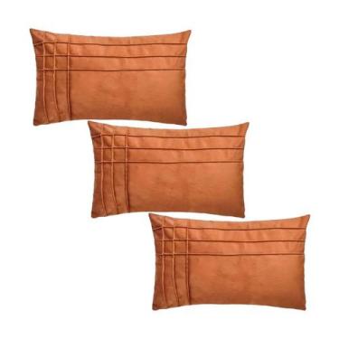 Imagem de Kit 3 Capas para Almofada Drapeada Line T Retangular em Veludo Várias 