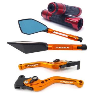 Imagem de Kit Manete Manopla Retrovisor Fazer 250 150 Gravado a laser - NoBrand,