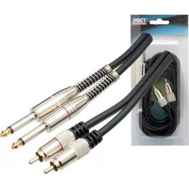 Imagem de Cabo Audio Auxiliar 2 Rca X 2 P10 Mono Blindado Profissional Original 