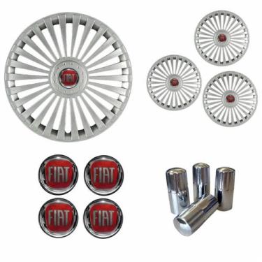 Imagem de Jogo Calota Aro 15 Europa Premium Fiat + Emblema Resinado + Tampa Vent
