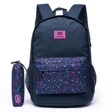 Imagem de Kit Mochila + Estojo Ecko Moda Feminina Resistente Grande Notebook, U,