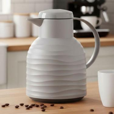 Imagem de Garrafa Térmica Café 1 Litro Emsa Samba Wave Cinza Sistema Quick Press