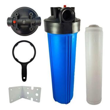 Imagem de Kit Filtro Big Blue 20'' Chave + Cartucho Regarregável 20bb Corpo Azul