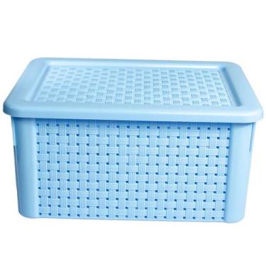 Imagem de Caixa Organizadora Rattan 7 Litros Azul Unidade - Giotto