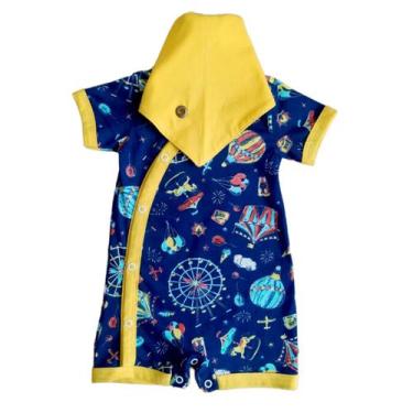 Imagem de Macacão Bebê Infantil Menino com Botões Acessório Bandana Babador - Pa