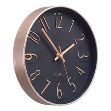 Imagem de Relógio de Parede Redondo Decorativo Moderno Rose Gold e Branco 25cm P