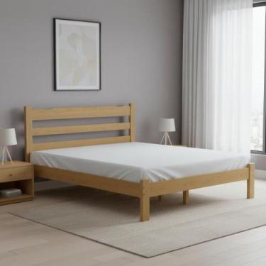 Imagem de Cama Casal King Esmeralda Madeira Maciça Resistente Nogueira - Repleta