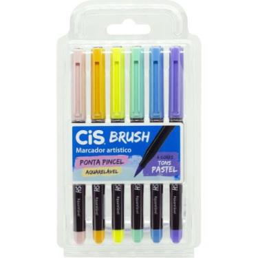 Imagem de Marcador Artistico CIS BRUSH 6 TONS Pastel Estojo - Sertic