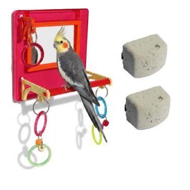 Imagem de Brinquedo Multiplay Diversão c/ Poleiro Espelho Bird Toy + 2 Bloco Min