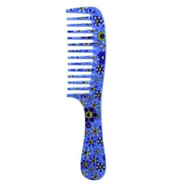 Imagem de Pente Estampa Floral Dentes Largos 19cm Desembaraçar C1451 - PRA VC, A