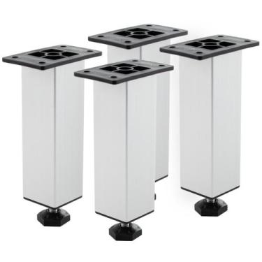 Imagem de Kit 4 Peças Pés Para Móveis 150mm Em Alumínio Escovado Com Rgulagem De