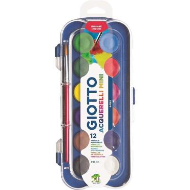 Imagem de Aquarela Escolar Canson Giotto Mini 12 Cores em Pastilhas de 23MM com Pincel