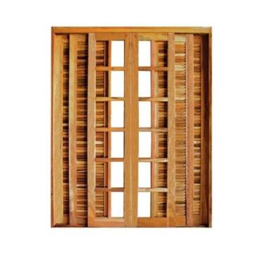 Imagem de Portal Correr Veneziana 6 Folhas Itauba Reto com Fechadura 1,60 x 2,10