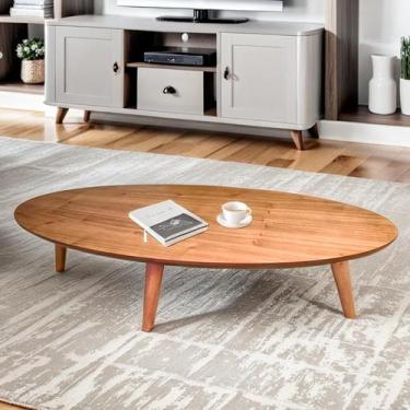 Imagem de Mesa de Centro em MDF Oval Orgânico Laminada 100x45cm Londres Marrom -