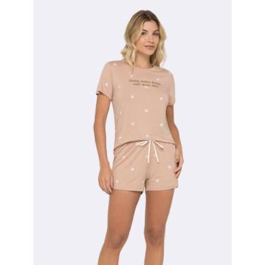 Imagem de Pijama Manga Curta Viscolycra Wild West - Veggi, Marrom, P, Feminino