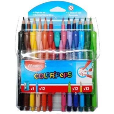 Imagem de Kit Escolar 3 Em 1 Lápis De Cor Maped Canetinhas Giz De Cera