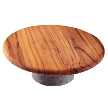 Imagem de Suporte para Bolo Provence em Madeira Teca com Suporte em Pedra Sabão Café da Tarde Natural Tramontina 26CM