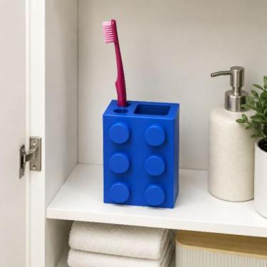 Imagem de 1Porta escova e creme dental estilo lego resistente e colecionáveis - 