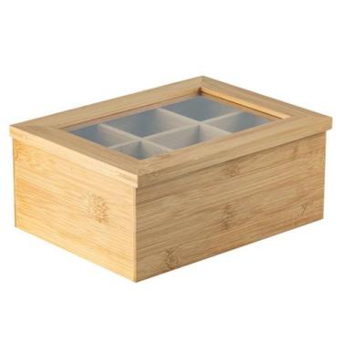 Imagem de Caixa Organizadora Para Chá Sense Com 6 Divisórias Bambu Ou