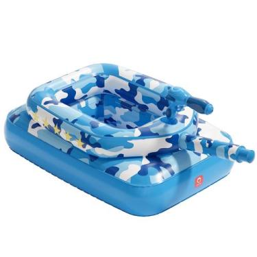 Imagem de Boia Tanque Infantil QPAU com Canhão de Água Camuflado Azul