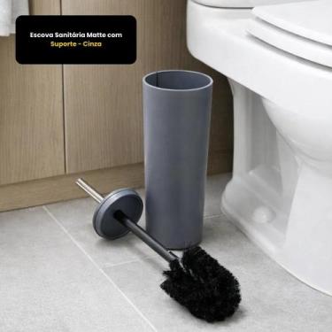 Imagem de Escova Sanitária Matte Com Suporte - Cinza - POWERMAID