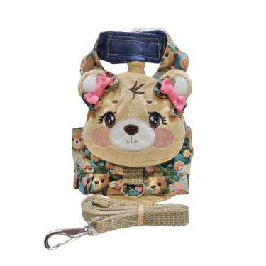 Imagem de Peitoral Mochila Ursa Mel Flores para cachorro e gato - Sato Moda Pet,
