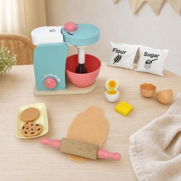 Imagem de Kit Batedeira de Madeira e Acessórios Confeitaria Infantil - Yins Kids