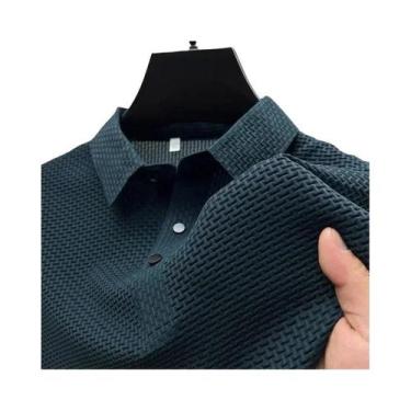 Imagem de Camisa Polo Masculina De Verão Com Mangas Curtas E Design Oco Em Seda 