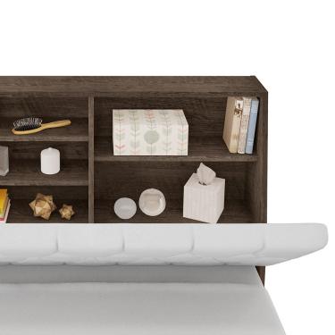Imagem de Cabeceira Cama Solteiro Chocolate Com Capitonê Material Sintético Branco E Prateleiras Isis Framar