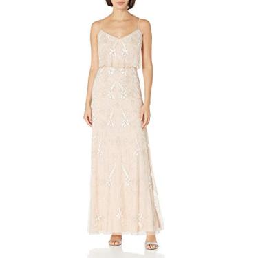 Imagem de Adrianna Papell Vestido feminino longo com contas, Areia champanhe, 48