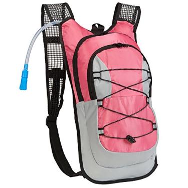 Imagem de Equipped Outdoors Pacote de hidratação de sobrevivência – bexiga de água de 2 litros com compartimento de armazenamento extra grande, rosa