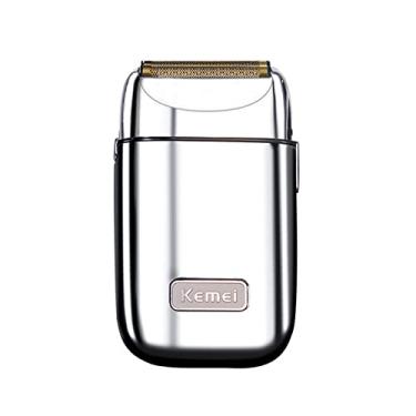 Imagem de KEMEI Aparadores Elétricos Profissionais para Homens, Barbeador Elétrico Recarregável USB, Lâminas de Titânio de Lítio, Aparador de Barba Facial (TX1 Prata)