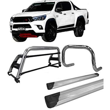 Imagem de Kit quebra mato+Estribo Plat +Santo Ant H2 Hilux 16/20 CROMO