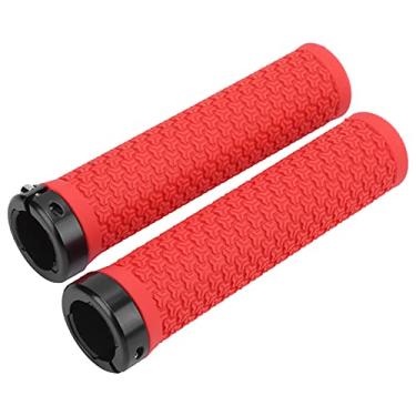 Imagem de Manoplas de guiador de mountain bike, manoplas de travamento com braçadeira simples, manoplas de guidão de mountain bike com travamento simples Punhos de borracha absorventes de choque de(vermelho)