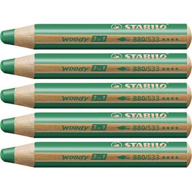 Imagem de STABILO Lápis multitalentoso woody 3 em 1 - pacote com 5 - verde escuro