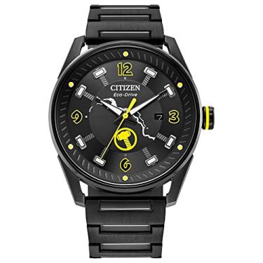 Imagem de Citizen Eco-Drive Marvel Thor "Find Your Power" preto IP aço inoxidável, 3 ponteiros, luminoso, 42 mm (modelo: BM6987-50W), Preto, 9 inches, Clássico