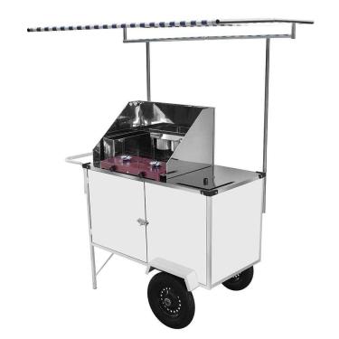 Imagem de Carrinho de Tapioca Cefaz Luxo Branco Rodas Pneumáticas e Toldo BL14P/T