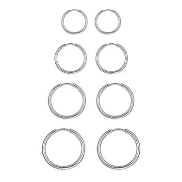 Imagem de Brincos de argola de aço cirúrgico 316L, brincos masculinos de 6 mm a 20 mm, hipoalergênicos, pequenos para dormir, brinco de cartilagem, para mulheres, 20G 18G, 6mm, 8mm, 10mm, Aço inoxidável, Sem